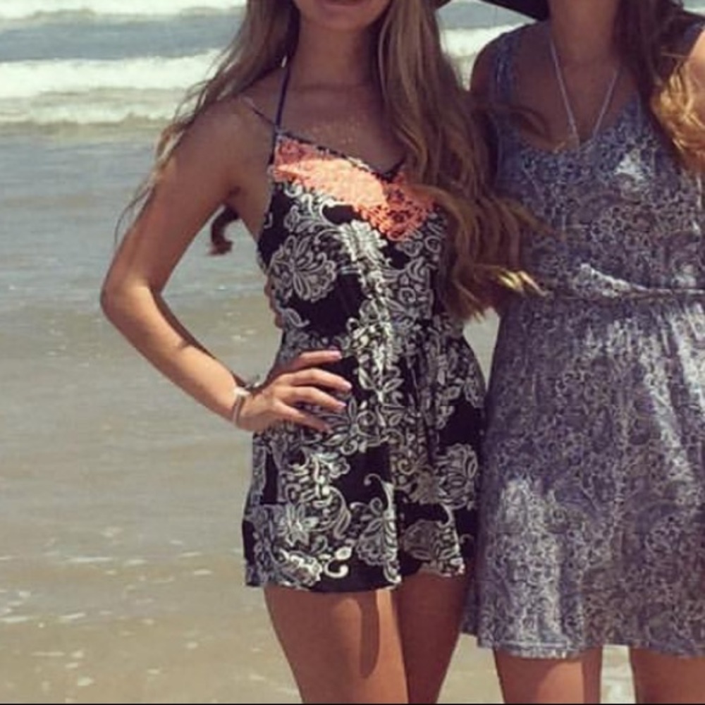 Black and white Spaghetti Strap Romper